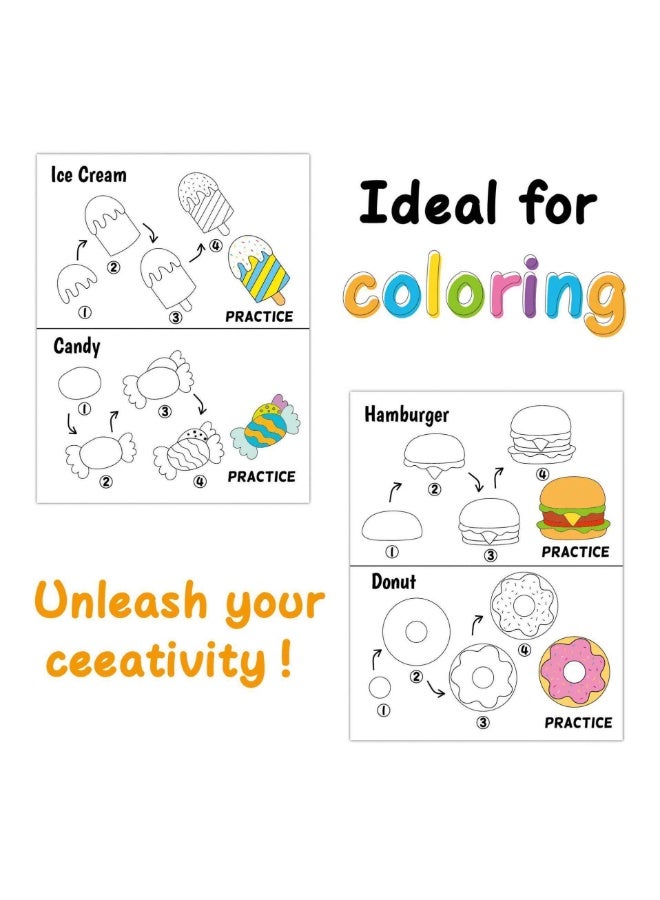 Capstro How to Draw Food Activity Book for Kids – Step by Step Drawing Workbook with Easy Food Sketch Tutorials, Creative Doodle Practice & Early Learning Art Book for Preschool Children – Food - Image 2