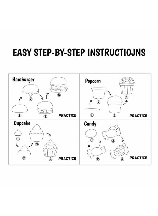 Capstro How to Draw Food Activity Book for Kids – Step by Step Drawing Workbook with Easy Food Sketch Tutorials, Creative Doodle Practice & Early Learning Art Book for Preschool Children – Food - Image 5
