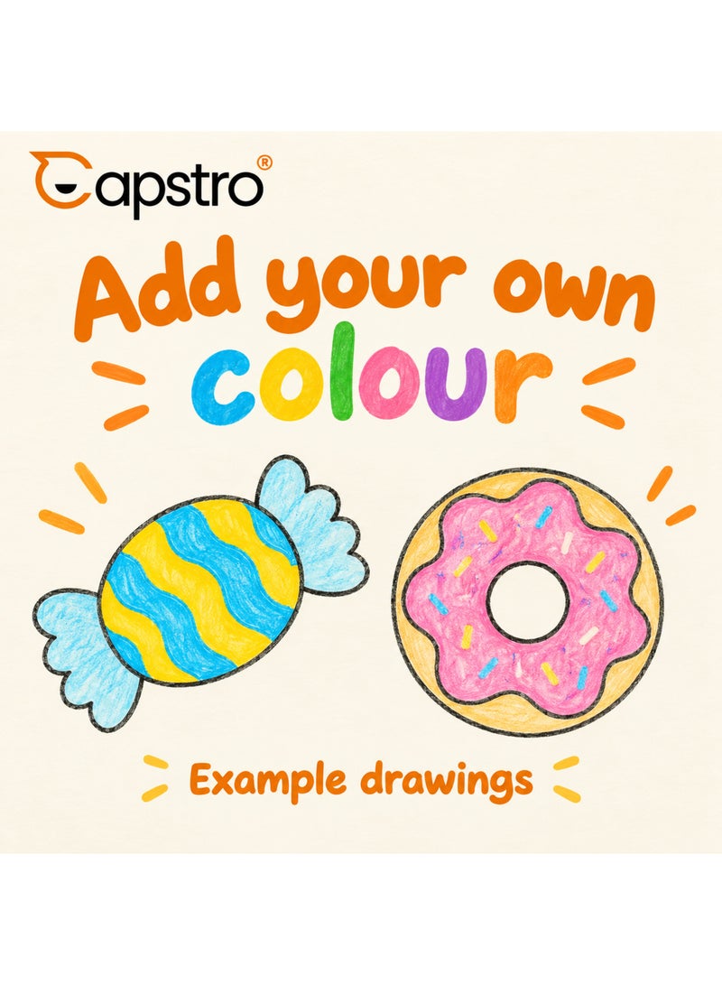 كابسترو كتاب تعلم رسم الطعام للأطفال – كراسة رسم خطوة بخطوة مع دروس سهلة لرسم الأطعمة وتمارين خربشة إبداعية وكتاب فنون للتعلم المبكر لأطفال ما قبل المدرسة – الطعام - Image 4