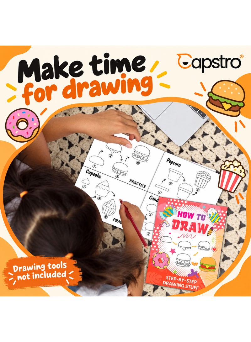 كابسترو كتاب تعلم رسم الطعام للأطفال – كراسة رسم خطوة بخطوة مع دروس سهلة لرسم الأطعمة وتمارين خربشة إبداعية وكتاب فنون للتعلم المبكر لأطفال ما قبل المدرسة – الطعام - Image 5