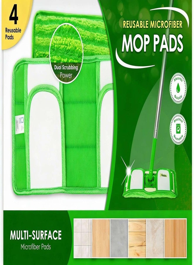 Miloll 4 Pack Reusable Mop Pads, Washable Microfiber Refills for Wet and Dry Floor Cleaning, Extra Thick Dust Mop Head Cloths for Hardwood - Image 1