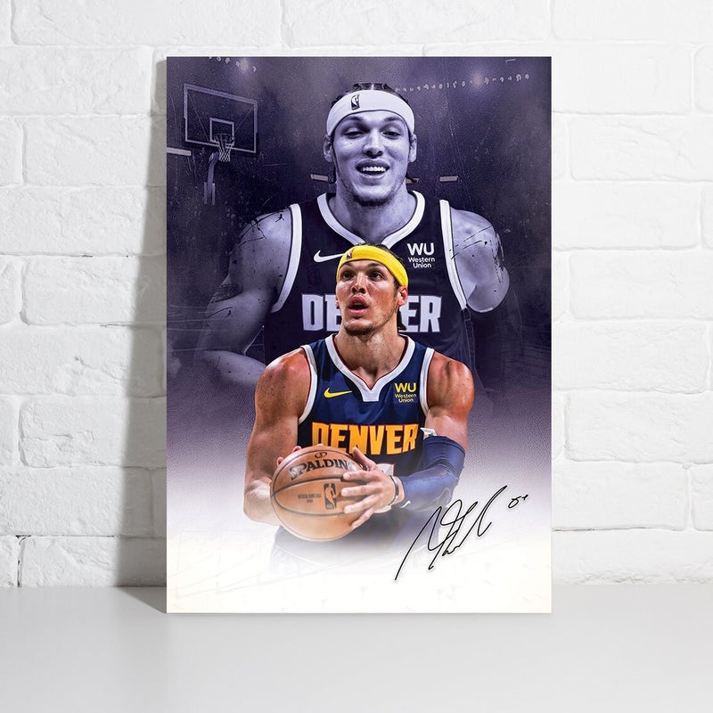 TNESSENTIAL Aaron Gordon Poster Wall Art Denver Nuggets Framed Canvas Print Basketball Wall Art Print NBA Artwork Home Decor C143 Birthday Gift - Image 1