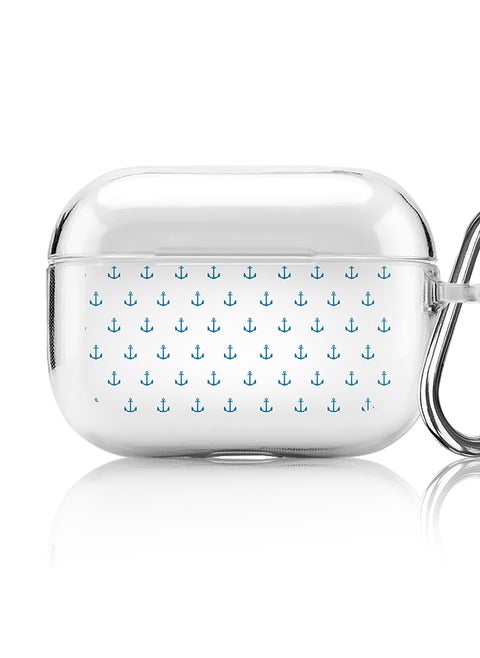 Classic Clear printed Case for Apple AirPods Pro 2nd Generation Thin Transparent Cover [Designed for Apple AirPods Pro 2nd Generation] - Anchor blue