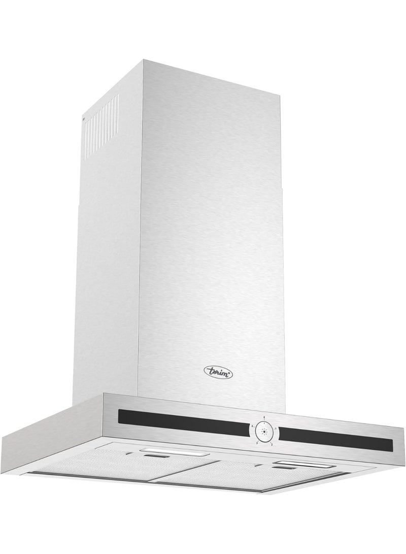 تيرم  Terim TERBIHT601SS, 60 cm Built-in T-shape Cooker Hood, Pop-up Control, Double Chimney, Made in Turkey, Stainless Steel Built-In TERBIHT601SS silver - Image 4
