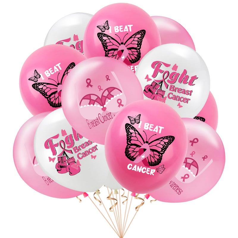 Ysqool Breast Cancer Awareness Balloons 24 Pack Pink Ribbon Latex Balloons 12 Inch Breast Cancer Party Decorations Pink Balloons for Fundraiser Events Celebration Awareness Month - Image 3