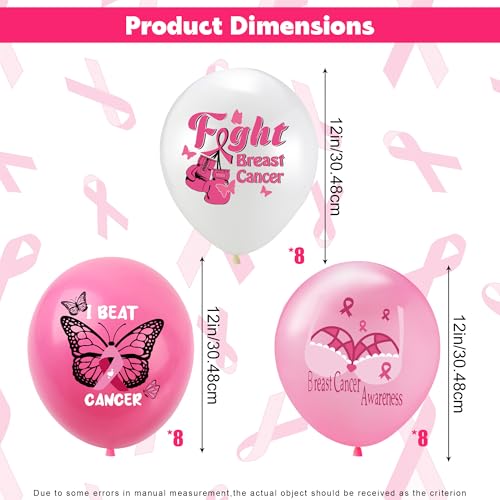 Ysqool Breast Cancer Awareness Balloons 24 Pack Pink Ribbon Latex Balloons 12 Inch Breast Cancer Party Decorations Pink Balloons for Fundraiser Events Celebration Awareness Month - Image 5
