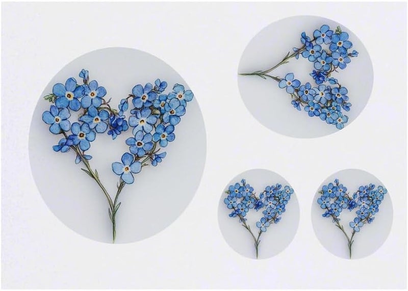 4 x Sprig of Forget Me Nots Temporary Tattoos Water Resistant SkinSafe NonToxic Transfers Mixed Sizes TO00081064