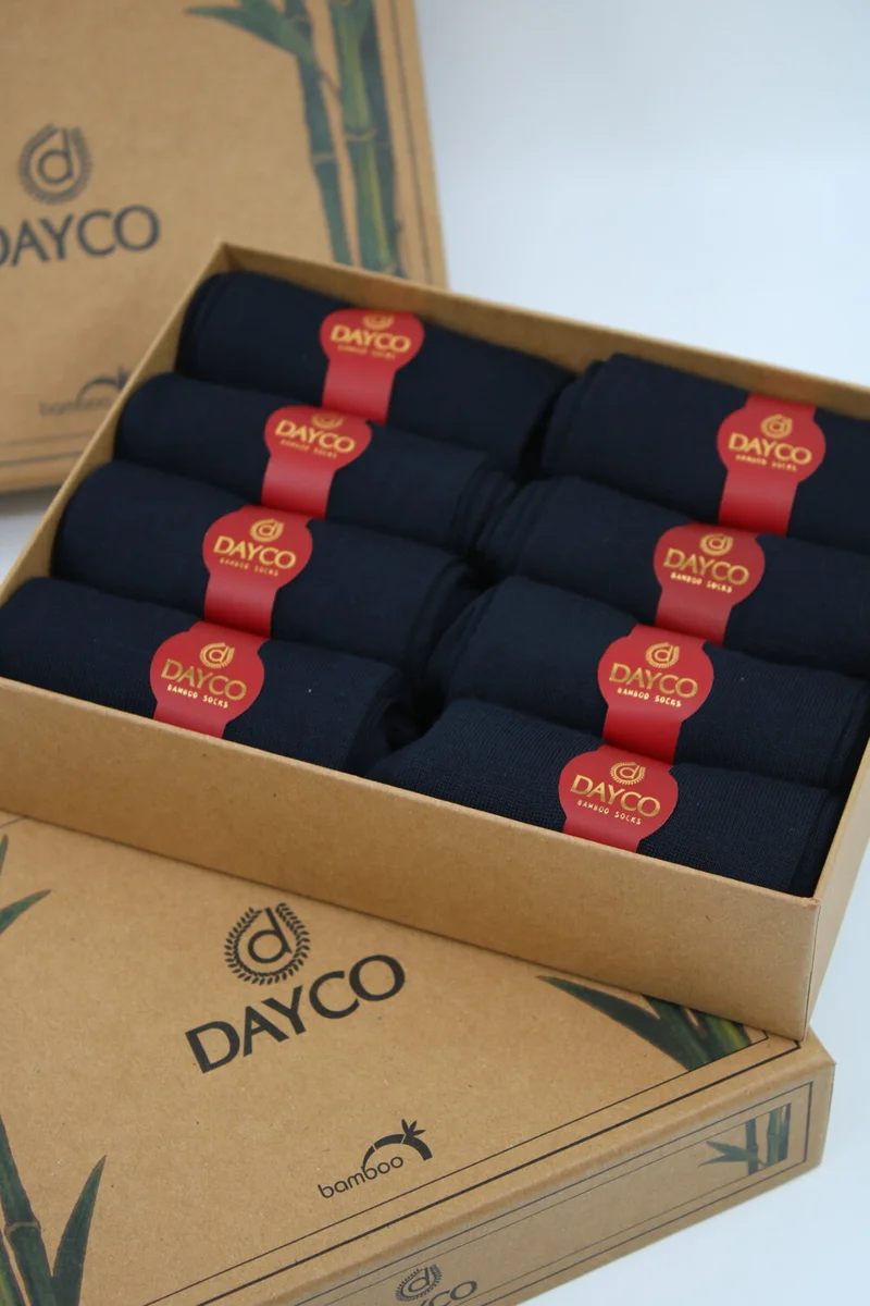 دايكو Premium Bamboo Summer Socks Seamless Set of 8 Kraft Boxed Navy Blue 475