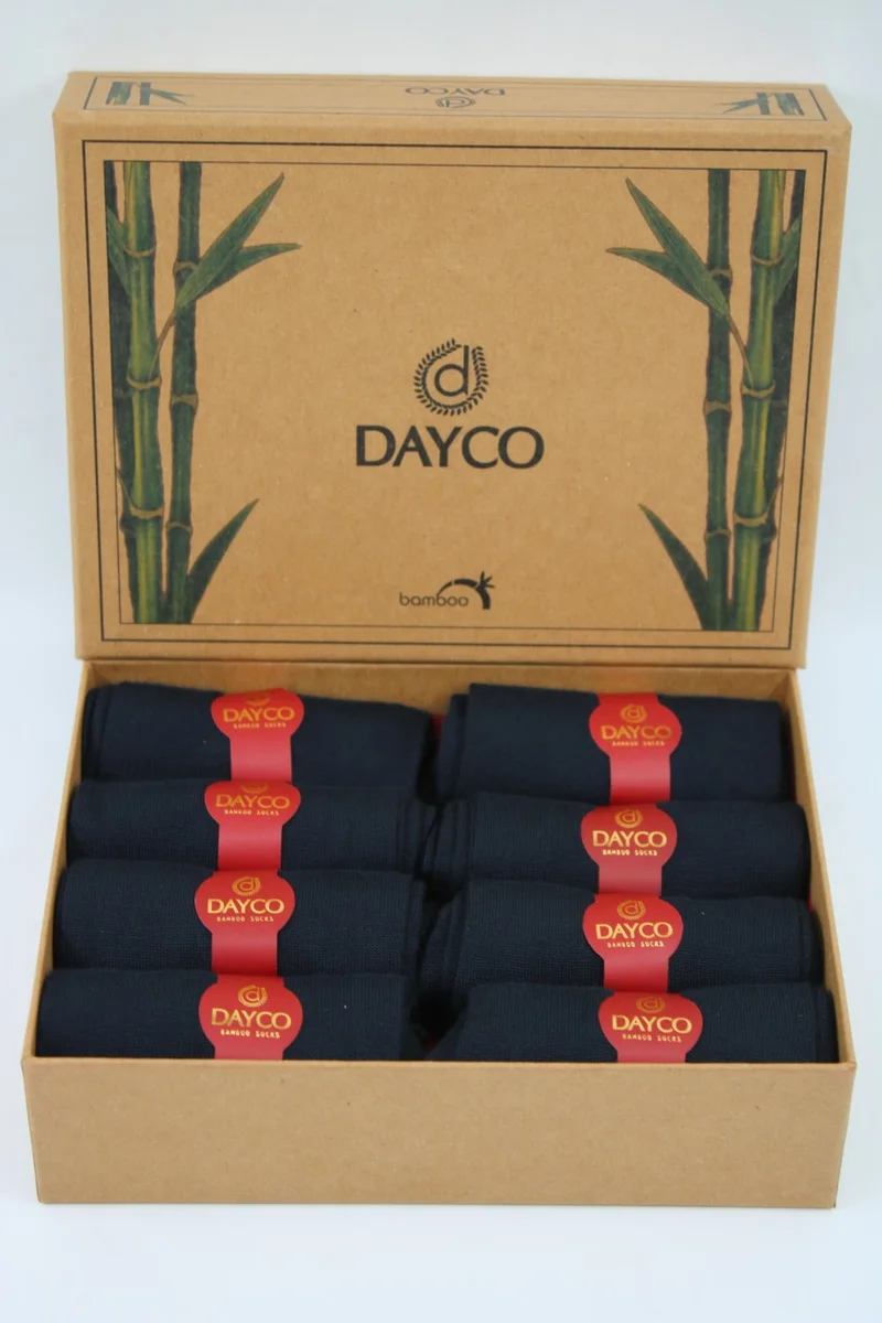 دايكو Premium Bamboo Summer Socks Seamless Set of 8 Kraft Boxed Navy Blue 475