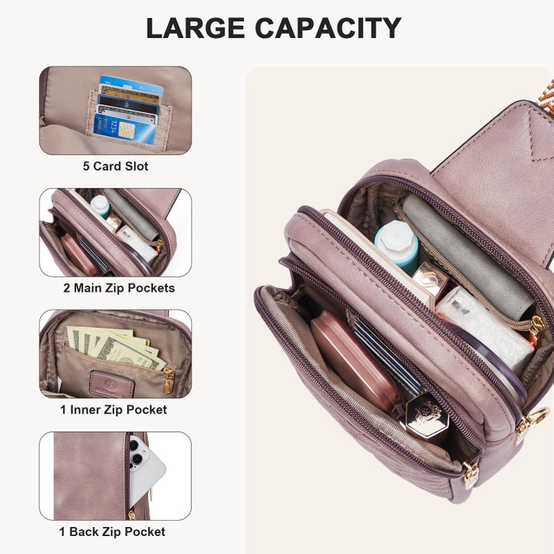 BOSTANTEN Sling Bag Quilted Crossbody Bags for Women Cross Body Purse Leather Fanny Pack with Adjustable Guitar Strap - Image 3