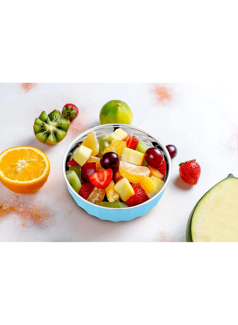 BLACKSTONE Set of 2 Mixing Bowls with Lids – Outer Plastic, Inner Stainless Steel 600ML  - Image 3