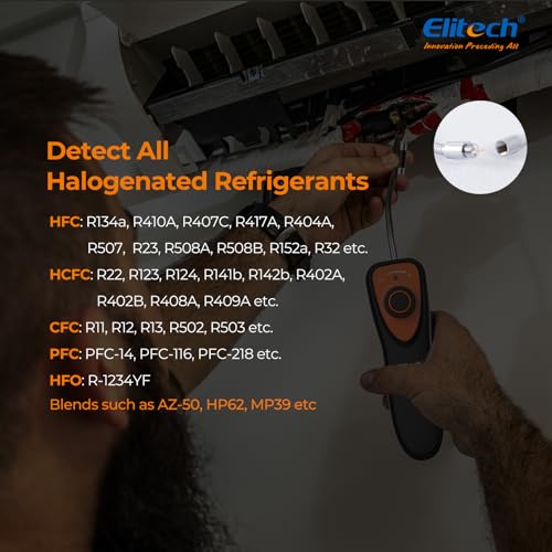 Elitech كاشف تسرب المبردات Elitech، كاشف تسرب الفريون CLD-100 لسيارات HVAC، كاشف تسرب المبردات الهالوجينية CFCs HCFCs HFCs - Image 4