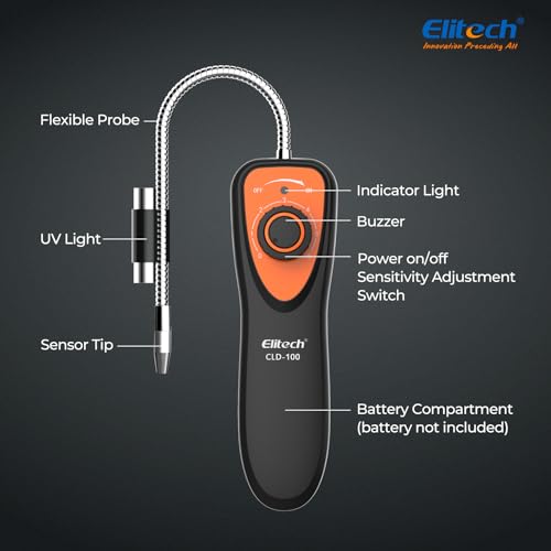 Elitech كاشف تسرب المبردات Elitech، كاشف تسرب الفريون CLD-100 لسيارات HVAC، كاشف تسرب المبردات الهالوجينية CFCs HCFCs HFCs - Image 5
