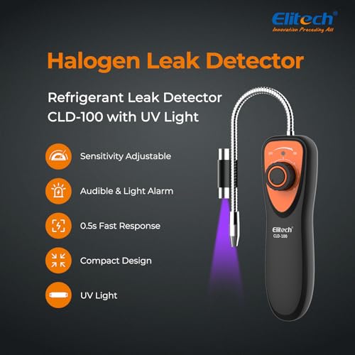 Elitech كاشف تسرب المبردات Elitech، كاشف تسرب الفريون CLD-100 لسيارات HVAC، كاشف تسرب المبردات الهالوجينية CFCs HCFCs HFCs - Image 2