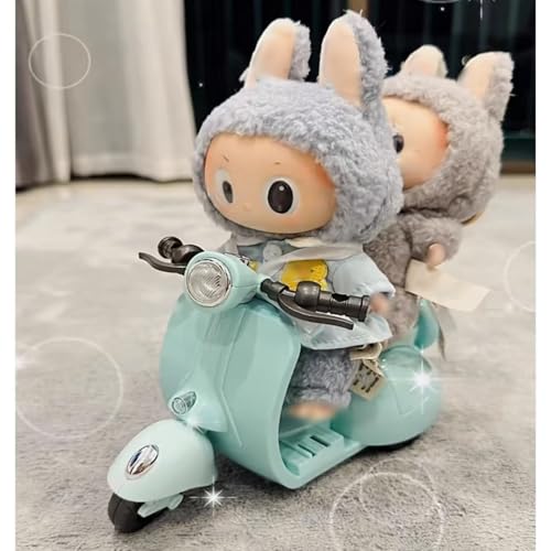Liotww Motorcycles Scooter Toy Doll with Light and Music Cute Have a Seat Accessories Interactive Rotating Decor Desktop Ornaments for Collectors Blue - Image 5
