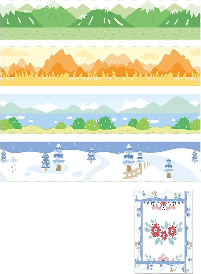GGOOT 4 Rolls Landscape Scrapbooking Tape Stickers, Colored Masking Tape, Tape Set, Different Themes Hand Account Stickers for Craft, Scrapbooks, Journals, Diy Decor and Gift Wrapping - Image 1