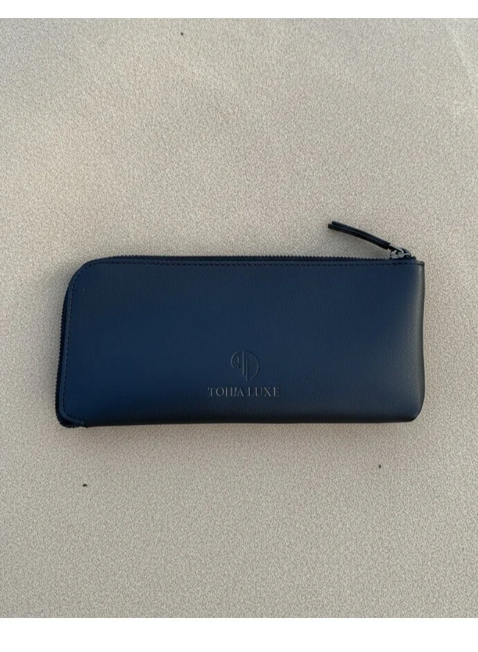 Handcrafted Genuine Leather Zipper Pouch – Black