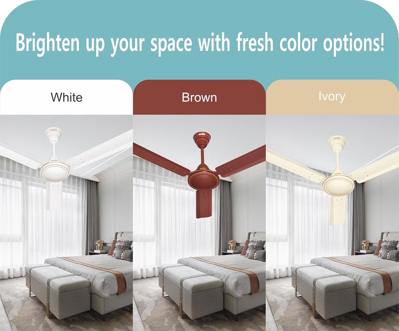 Sujata Ceiling Fan 1200mm 3Year Warranty Ceiling Fan for Living RoomBedroom 100 Copper Winding Powerful airflow BEE Star Rated AL 450 White - Image 3