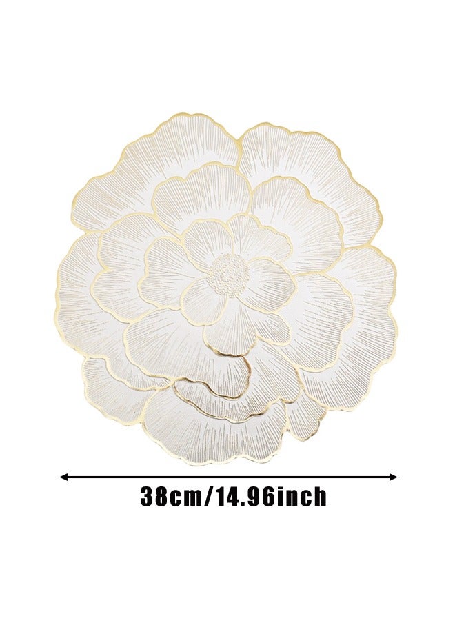 2PCS Gold Floral Shaped Vinyl Placemats for Dinner Table Set of Holiday Party Table Decorations - Image 2