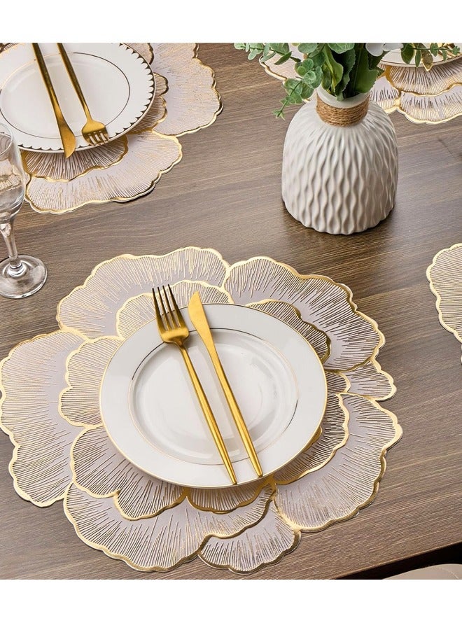 2PCS Gold Floral Shaped Vinyl Placemats for Dinner Table Set of Holiday Party Table Decorations - Image 4