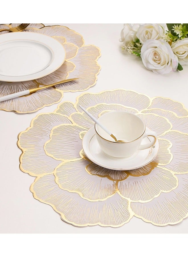 2PCS Gold Floral Shaped Vinyl Placemats for Dinner Table Set of Holiday Party Table Decorations - Image 5