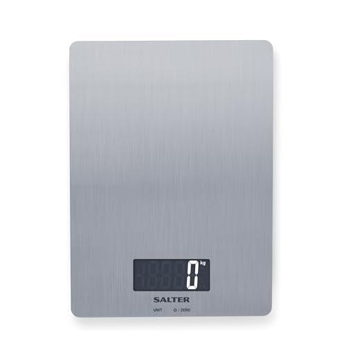 Salter 1103 SSDR Premium Stainless Steel Electronic Kitchen Scale 5 kg Max Capacity Sleek Contemporary Design Easy Read Add  Weigh Measures LiquidsFluids 15 Year Guarantee