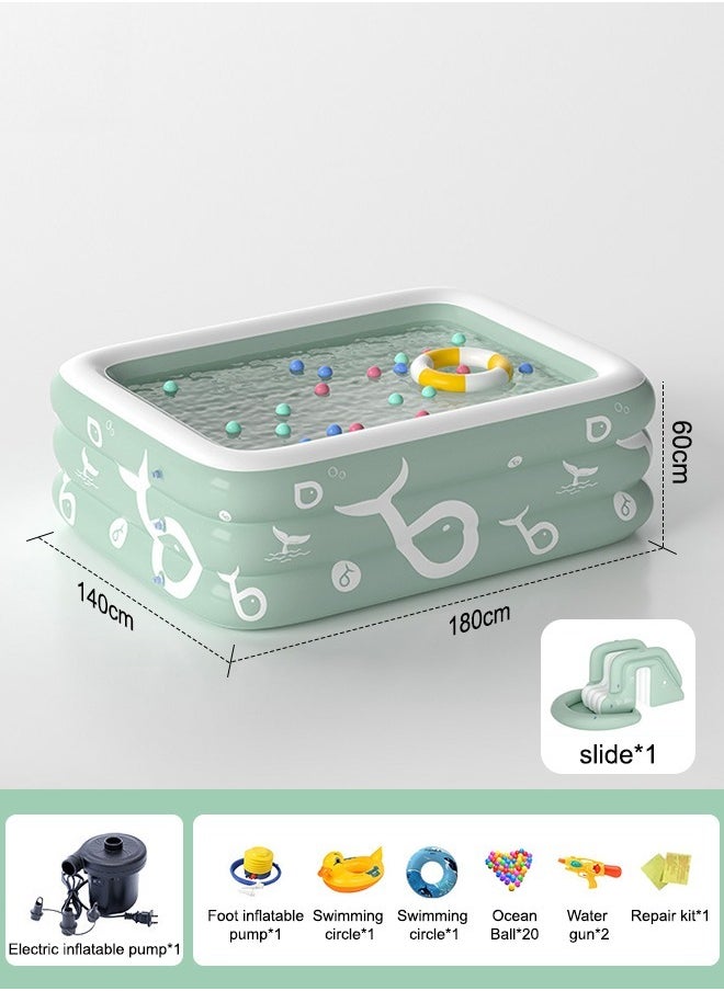 Occuwzz - Inflatable Swimming Pool Kiddie Pool Kid Pools For Backyard Swimming Pool For Family Adults Kids Toddler Giant Rectangle Lounge - Image 1