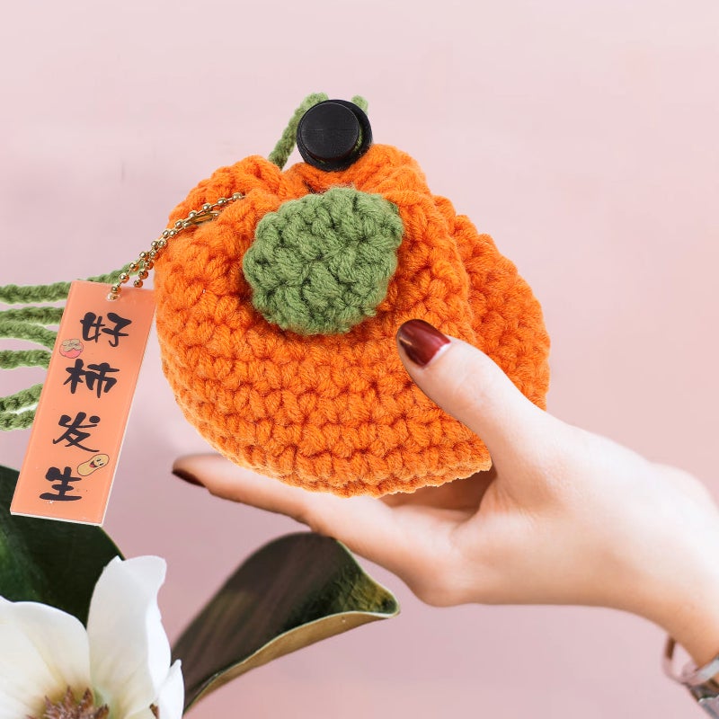 Fruit Shape Women Drawstring Bag Crochet Bag Portable Bag for Headphone - Image 3