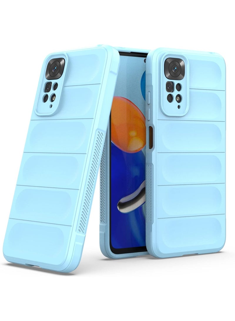 Premium Protection Back Silicone Case Compatible with Xiaomi Redmi Note 11/Note 11S Magic Shield Shockproof Case with Camera Protection (Baby blue) - Image 1