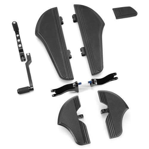 ALLOYFORGE Defiance floorboards Crafted for Harley Touring Models FLT FLHT FLHRS FLHXS Heel Toe Shift Levers and Black Foot Boards All Black - Image 1