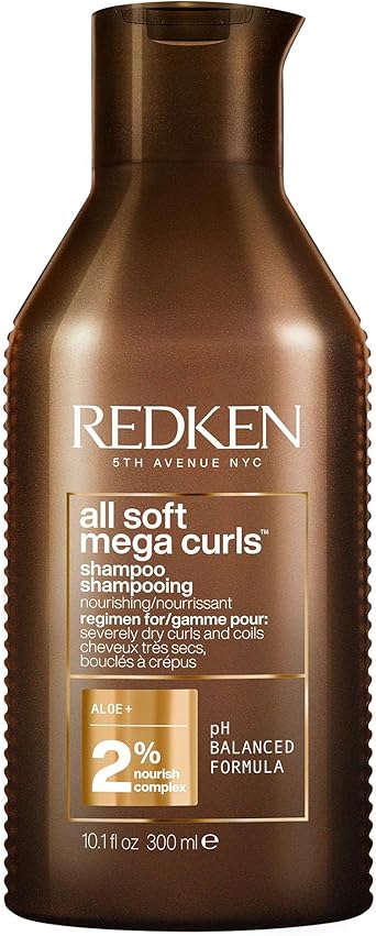 REDKEN All Soft Mega Curls Shampoo For Very Dry Curly and Coily Hair Nourishes Hydrates and Combats Frizz Vegan Formula SulphateFree Formula for a Gentle Cleanse 300ml - Image 1