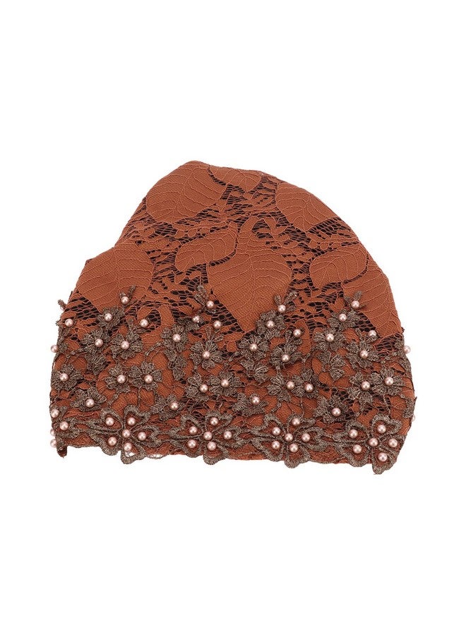 Pilipane Fashion Hijabs For Women Women Flower Elastic Turban Beanie Head Scarf Wrap Chemo Cap Hat For Cancer Patient Fleece Hair Hat For Women Daily Use And Gift (Brown) - Image 1