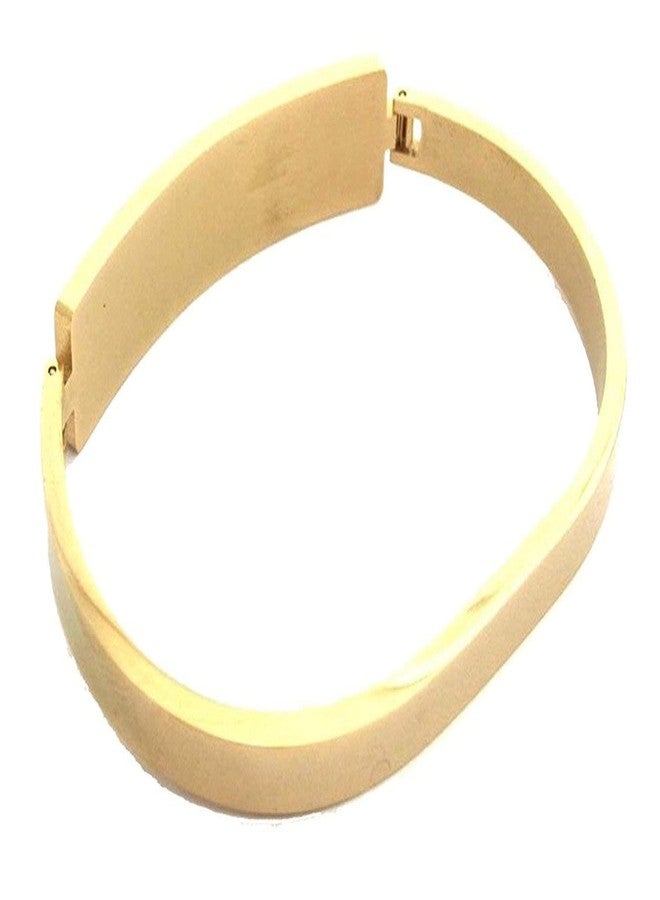 ZIVOM® Italian Solid Slim Stainless Steel Gold Plated Openable Oval Kada - Image 2