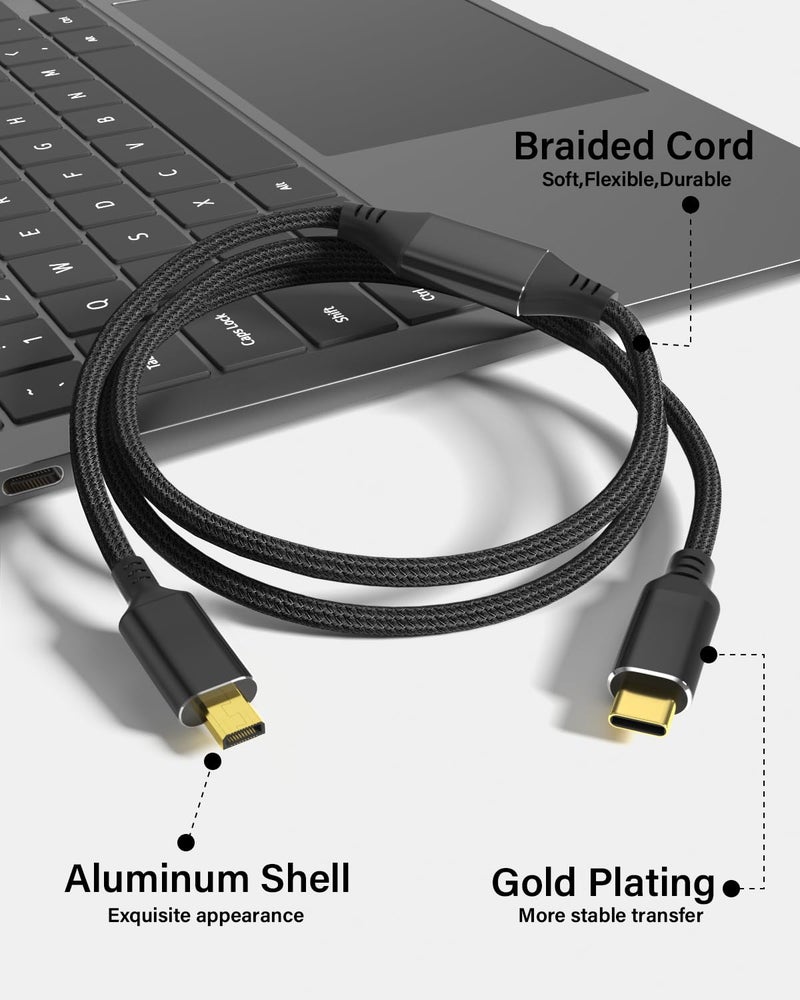 KOMGILK 4K Micro HDMI to Type C Cable 6FT, High Speed 18Gbps 4K@60Hz/2K@120Hz, Uni-Directional Micro HDMI to USB C Cord Support Raspberry Pi 4, Odin Lite, Camera, Video Capture Card, Laptop - Image 3