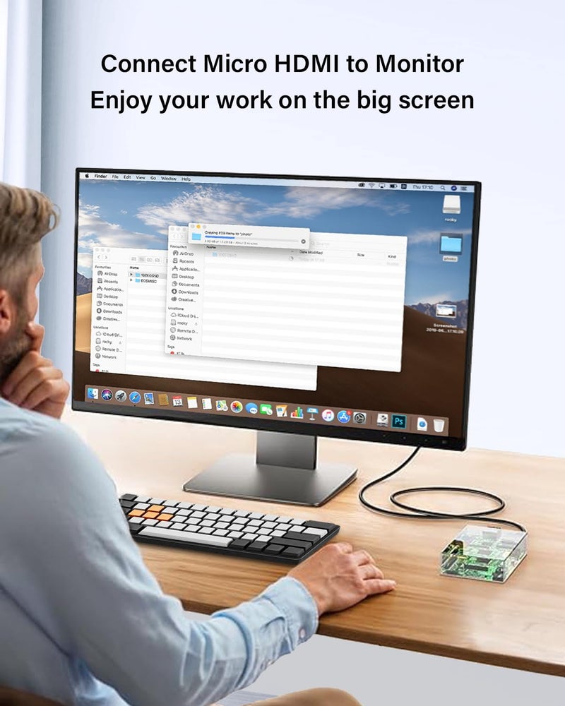KOMGILK 4K Micro HDMI to Type C Cable 6FT, High Speed 18Gbps 4K@60Hz/2K@120Hz, Uni-Directional Micro HDMI to USB C Cord Support Raspberry Pi 4, Odin Lite, Camera, Video Capture Card, Laptop - Image 5