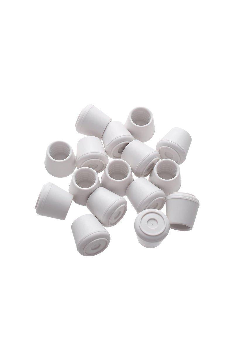 Furnigear Chair Leg Tips Caps Non-Slip Rubber Leg Tips 7/8Inner Diameter Chair Leg Floor Protectors Round White 16 Pack - Image 1