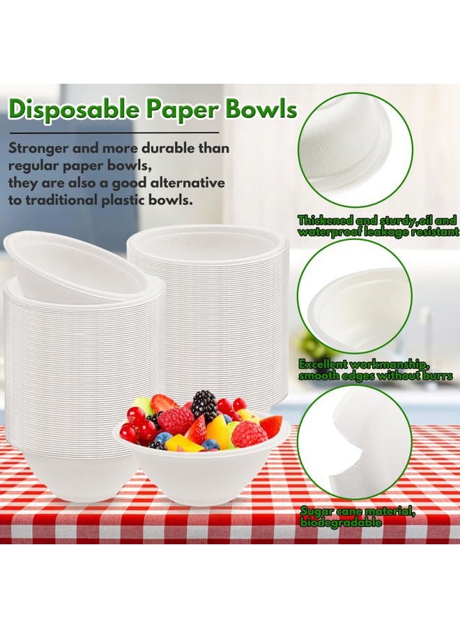 Tiaiidi 200 PACK Paper Bowls,8 oz Compostable Disposable Bagasse Bowls,Heavy-Duty Biodegradable Paper Bowls,Eco-Friendly Sugarcane Fibers Bowls for Salad,Cereals,Snacks,Dessert,Candy - Image 3