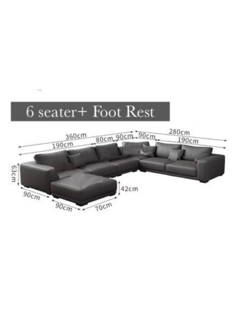 KARNAK أحدث تصميمات الأثاث الخشبي أريكة على شكل حرف U لغرفة المعيشة مجموعة أريكة جلدية على شكل حرف L (أسود) - Image 2