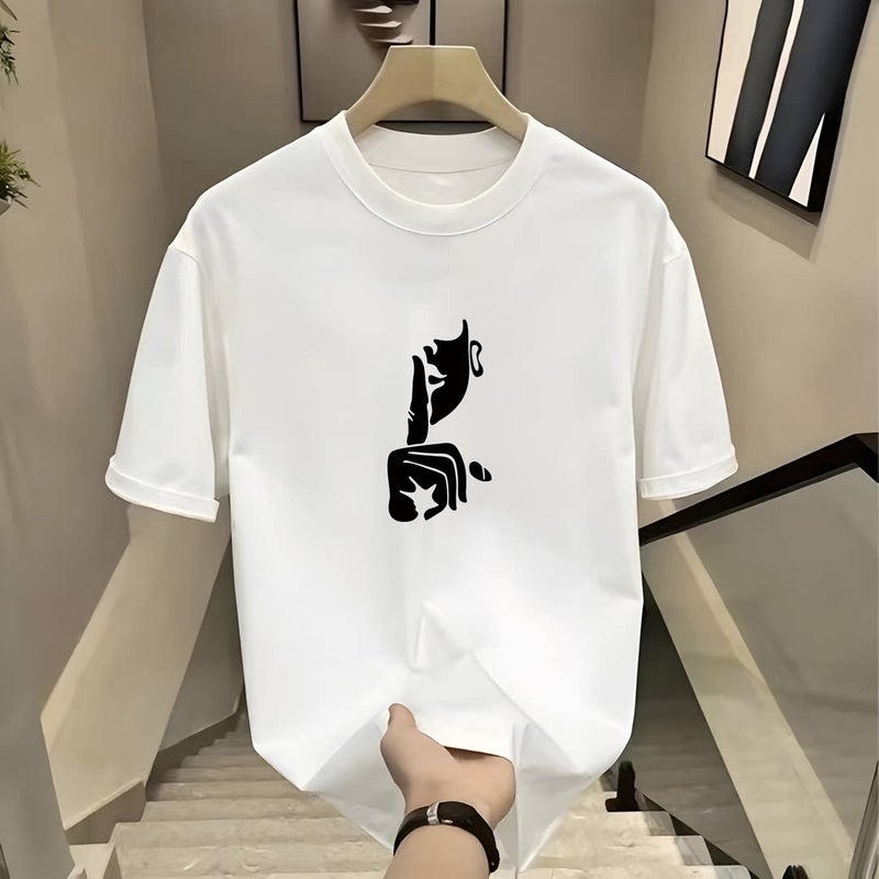 Heavy pure cotton "high-quality T-shirt, pure cotton short-sleeved men's and women's loose and versatile trendy round-neck top - Image 2