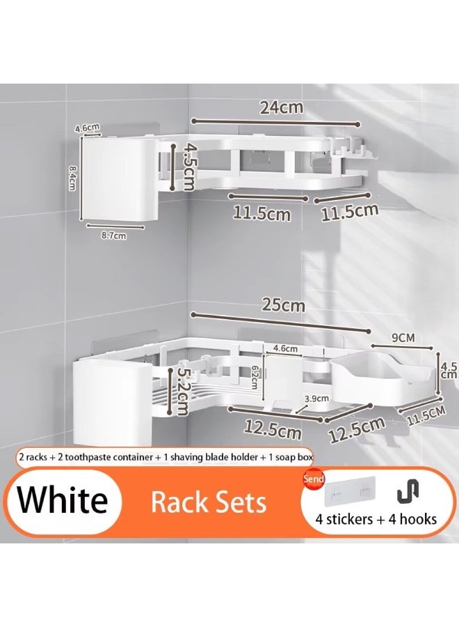 الأساسيات الحضرية رف دش، مجموعة من 6 قطع، رفوف حمام مثالية لتنظيم الحمام والتخزين، إكسسوارات حمام من الفولاذ المقاوم للصدأ، رف حمام زاوية بدون حفر (أبيض) - Image 2