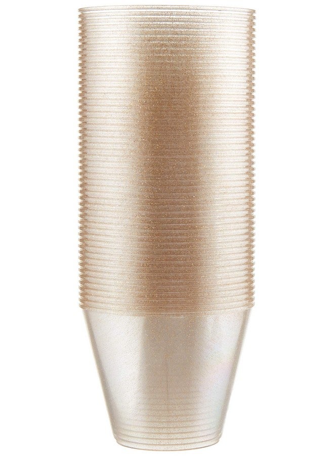 Oojami 100 count Gold Glitter 9 oz Party Cups Old Fashioned Tumblers - Image 1