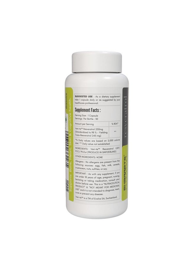 Sharrets Resonate 250Mg - Yeast Fermented Trans Resveratrol Supplement For Skin Heart Bones Eye Brain Health, 3 X 30 Vegan Capsules  - Image 2