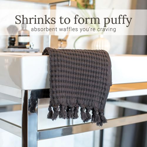 GILDEN TREE Decorative Waffle Hand Towels for Bathroom, 20x35 Large, Quick Drying Fingertip Towel, 2 Pack, Modern Style (Faded Black) - Image 3