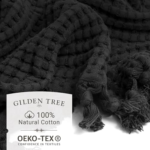 GILDEN TREE Decorative Waffle Hand Towels for Bathroom, 20x35 Large, Quick Drying Fingertip Towel, 2 Pack, Modern Style (Faded Black) - Image 2