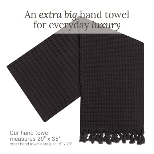 GILDEN TREE Decorative Waffle Hand Towels for Bathroom, 20x35 Large, Quick Drying Fingertip Towel, 2 Pack, Modern Style (Faded Black) - Image 4