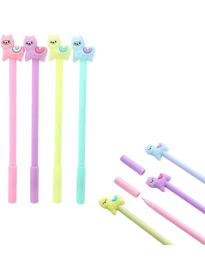 erorex Adorable Cartoon Animal Gel Pens Sheep Alpaca Llama Rollerball Pens For School And Office 0.38Mm Black Ink 4Pcs Colorful Stationery Gift - Image 1