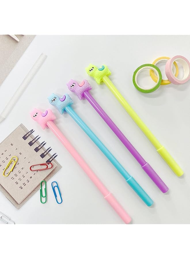 erorex Adorable Cartoon Animal Gel Pens Sheep Alpaca Llama Rollerball Pens For School And Office 0.38Mm Black Ink 4Pcs Colorful Stationery Gift - Image 4