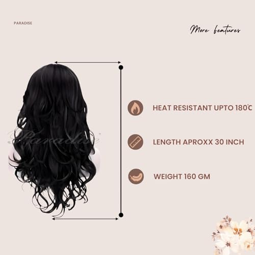Paradise®Hair Wig For Women Full Head Curly Synthetic Womens Wig Long Hair Wig For Women Wigs Natural Hair FREE 2 WIG CAP +CARRY POUCH (Curly Black) - Image 4