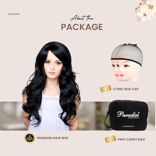 Paradise®Hair Wig For Women Full Head Curly Synthetic Womens Wig Long Hair Wig For Women Wigs Natural Hair FREE 2 WIG CAP +CARRY POUCH (Curly Black) - Image 5