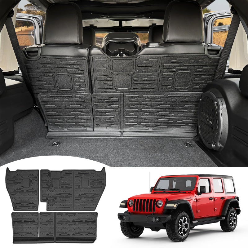 Utiiy Seat Back Cover Compatible with 20182025 Jeep Wrangler JL Unlimited 4 Door 4X4 Cargo Mat AllWeather Protection Cargo Liner Rear Trunk Liner for 2024 Jeep Wrangler JLJLU Accessories
